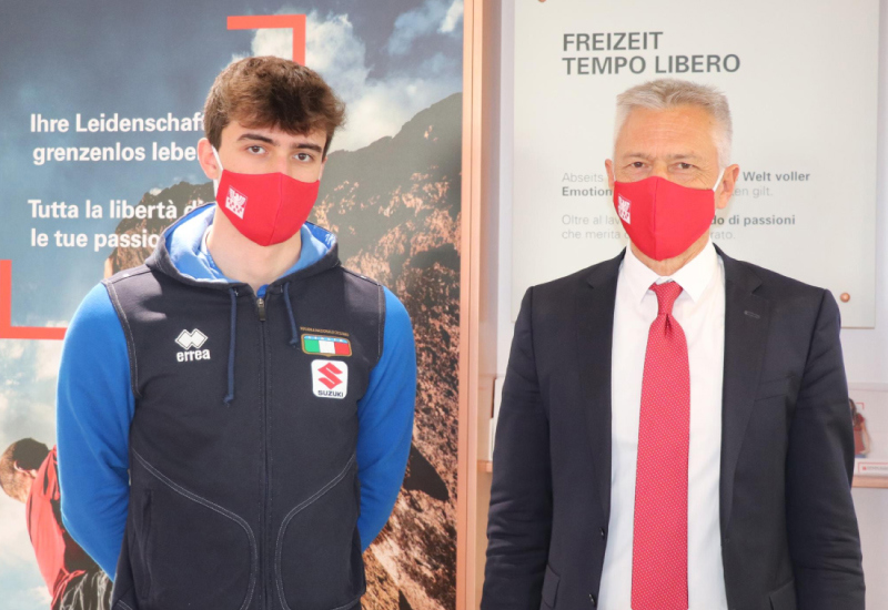 Sparkasse Sponsor des jungen Südtiroler Radtalents Matteo Bianchi