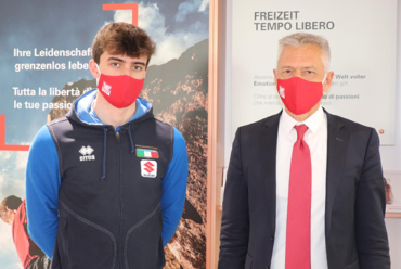 Sparkasse Sponsor des jungen Südtiroler Radtalents Matteo Bianchi